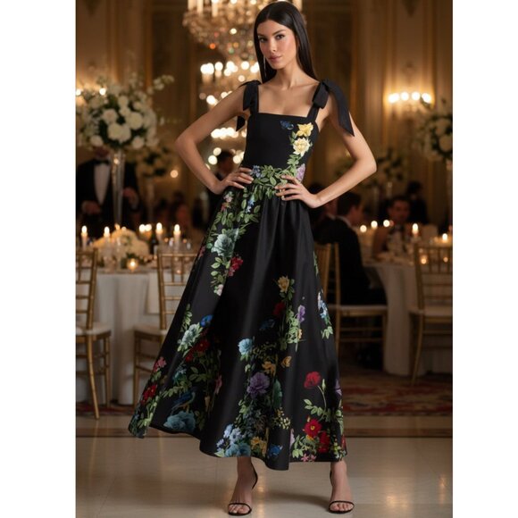 Alice + Olivia Oriana Drop-Waist Midi-Dress Size 4 S/XS NEW - Picture 3 of 15